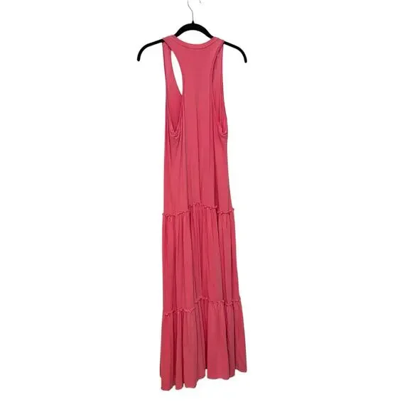 New Anthropologie Sundry Pink Modal Tiered Sleeveless Maxi Dress Size 1 Small - Picture 3 of 8